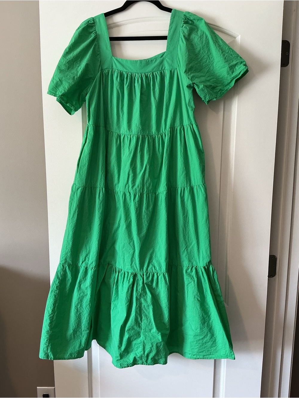 Greylin Bright Green Tiered Square-Neck Dress